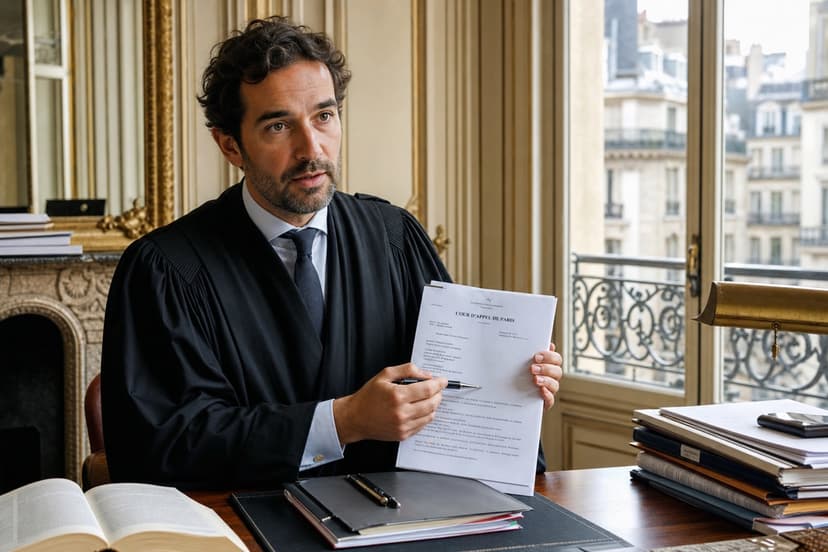 Avocat pénaliste en robe noire dans son cabinet parisien — défense pénale 24h/24